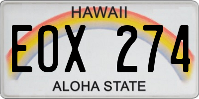 HI license plate EOX274