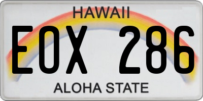HI license plate EOX286