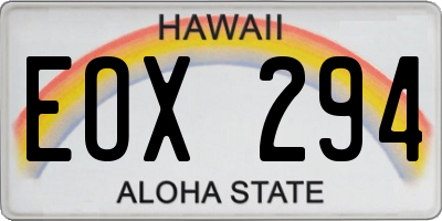 HI license plate EOX294