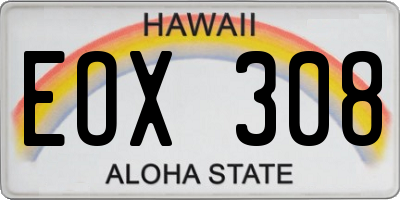 HI license plate EOX308