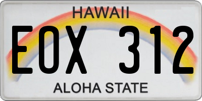 HI license plate EOX312