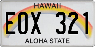 HI license plate EOX321