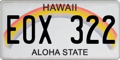 HI license plate EOX322