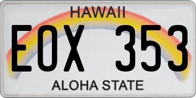 HI license plate EOX353