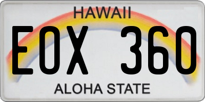 HI license plate EOX360