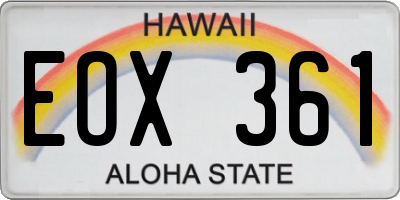 HI license plate EOX361