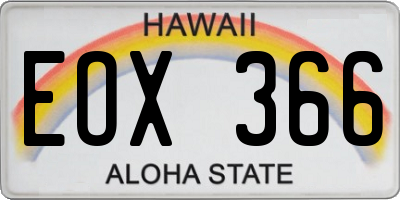 HI license plate EOX366