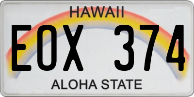 HI license plate EOX374