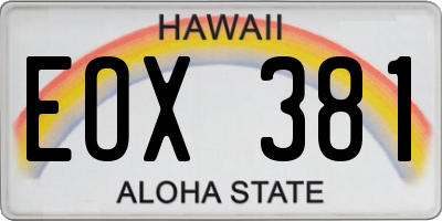 HI license plate EOX381