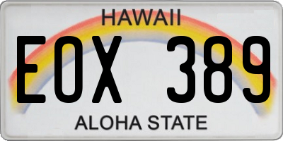 HI license plate EOX389