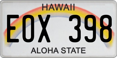 HI license plate EOX398