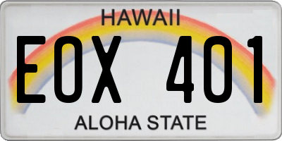 HI license plate EOX401