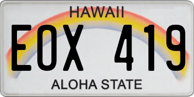 HI license plate EOX419