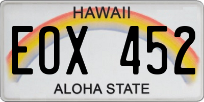 HI license plate EOX452