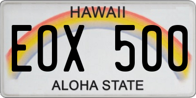 HI license plate EOX500