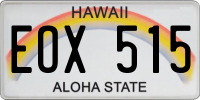 HI license plate EOX515