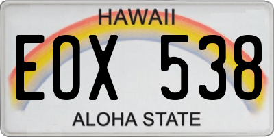 HI license plate EOX538
