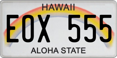 HI license plate EOX555