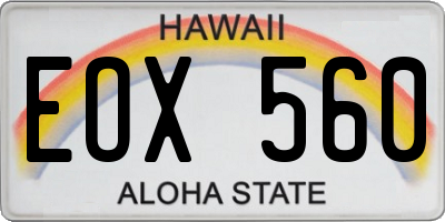HI license plate EOX560