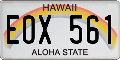 HI license plate EOX561
