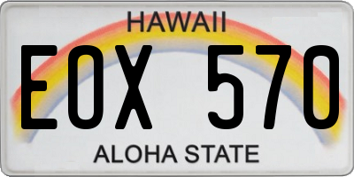 HI license plate EOX570