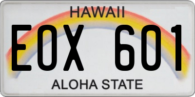 HI license plate EOX601