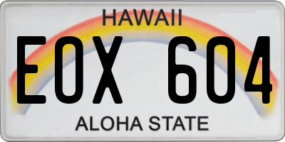 HI license plate EOX604