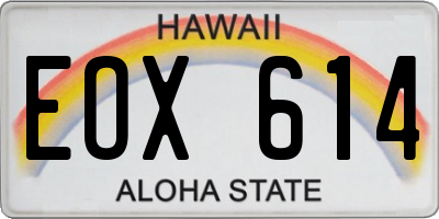 HI license plate EOX614