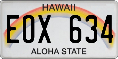 HI license plate EOX634