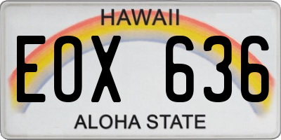 HI license plate EOX636