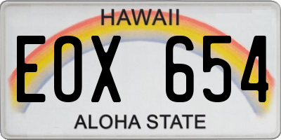 HI license plate EOX654