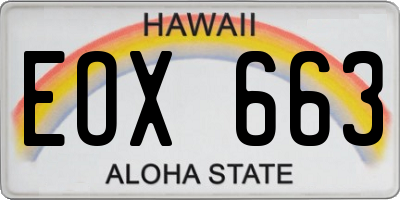 HI license plate EOX663