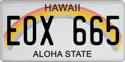 HI license plate EOX665