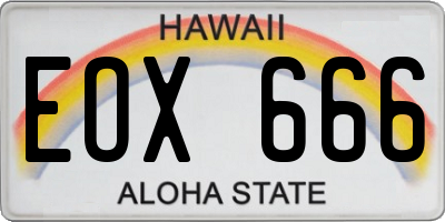 HI license plate EOX666