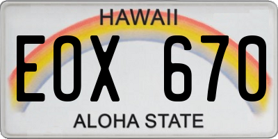 HI license plate EOX670