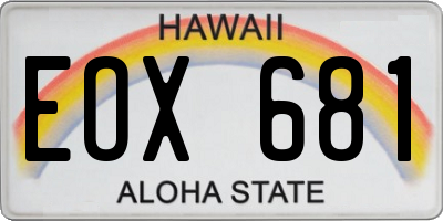 HI license plate EOX681
