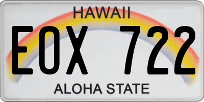 HI license plate EOX722