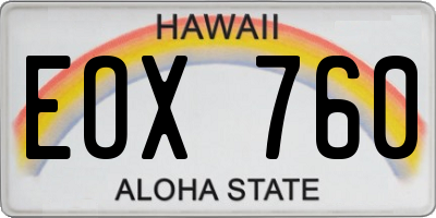 HI license plate EOX760