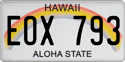 HI license plate EOX793