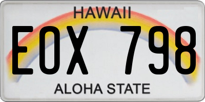 HI license plate EOX798