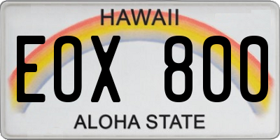 HI license plate EOX800