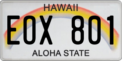 HI license plate EOX801