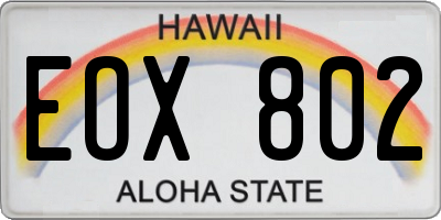 HI license plate EOX802