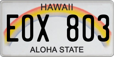 HI license plate EOX803