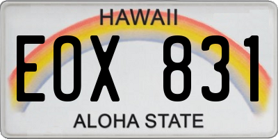 HI license plate EOX831
