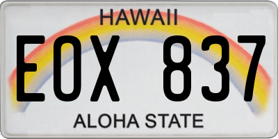 HI license plate EOX837