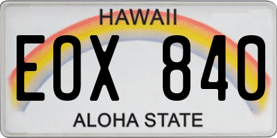 HI license plate EOX840