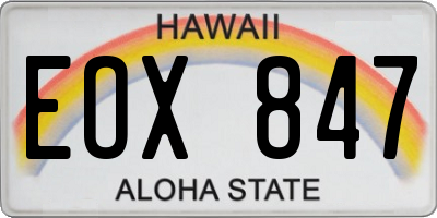 HI license plate EOX847