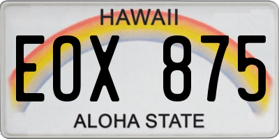 HI license plate EOX875