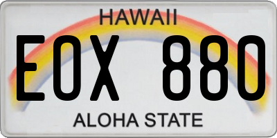 HI license plate EOX880